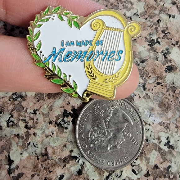 *2 for $13* "I am Made of Memories" Harp Instrument Heart Design Enamel Pin - Picture 2 of 3